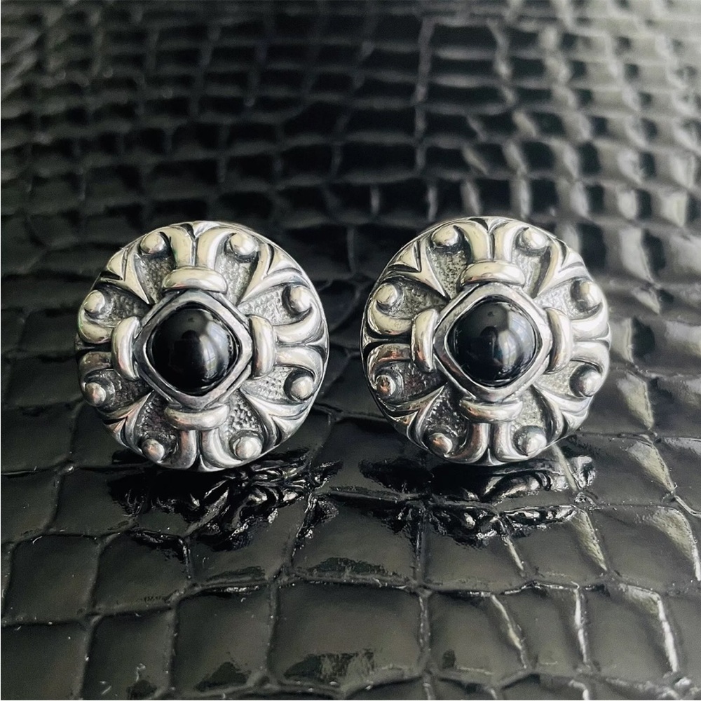 Scott Kay Onyx Sterling Silver Round Cufflinks Cuff Links